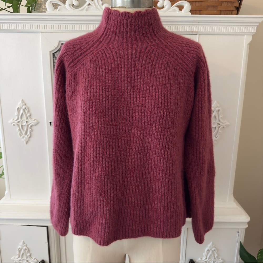 Steven Alan Baby Alpaca Mohair Blend
Ruffle Mockneck Ribbed Knit Sweater